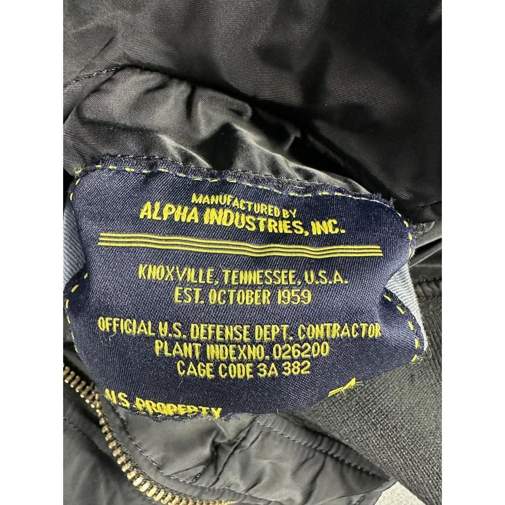Alpha Industries Bomber Jacket Small Black MA-1 Flight Military Fighter Pilot